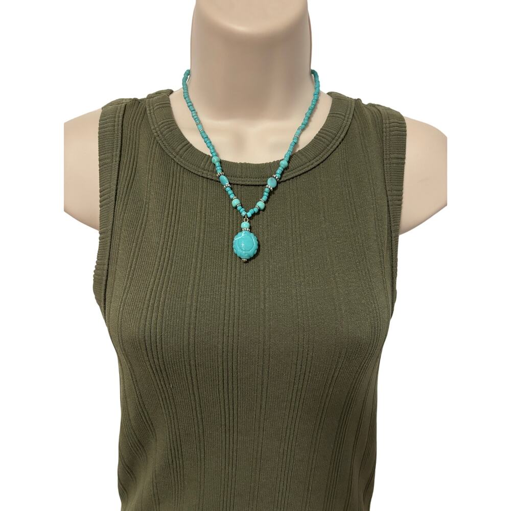 Vintage Women's Avon Turquoise Beaded Pendant Necklace BOHO Beach Y2K Festival